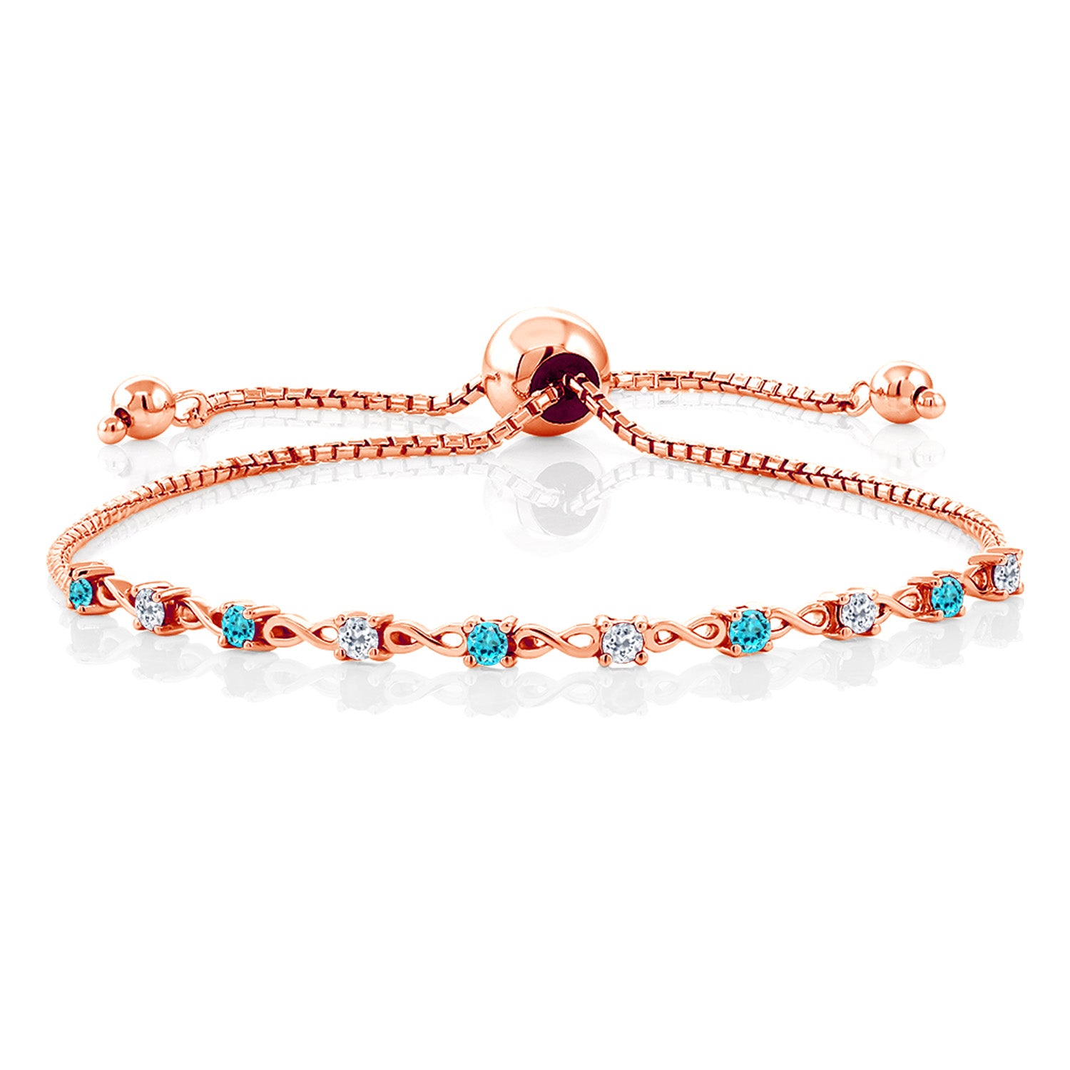 Swiss Blue Topaz - November_Bracelet in 925 Rose Gold Plated Silver