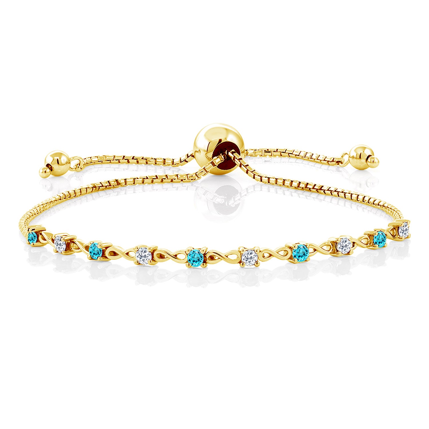 Swiss Blue Topaz - November_Bracelet in 925 Yellow Gold Plated Silver