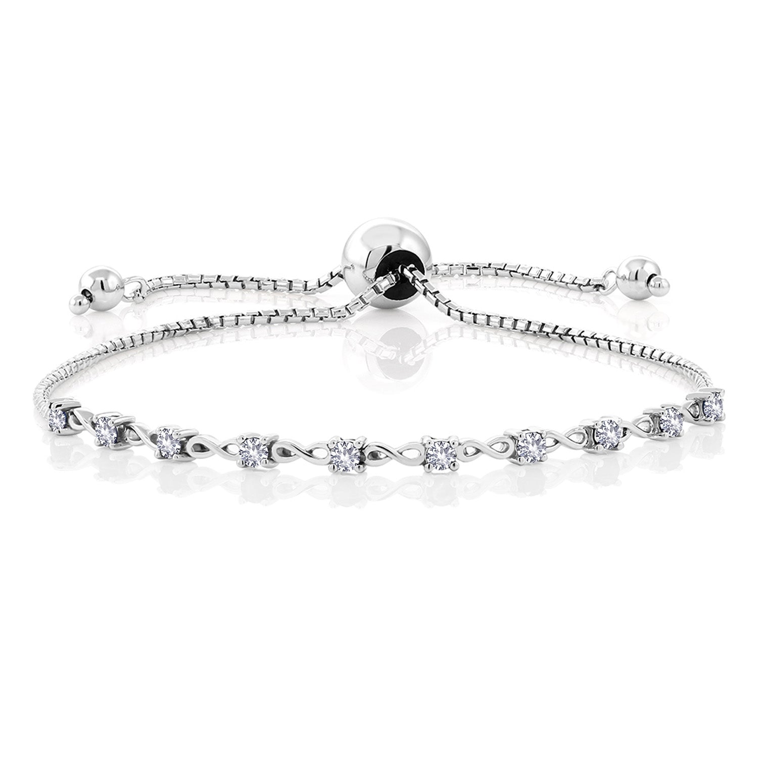 White Created Sapphire - September_Bracelet in 925 Sterling Silver