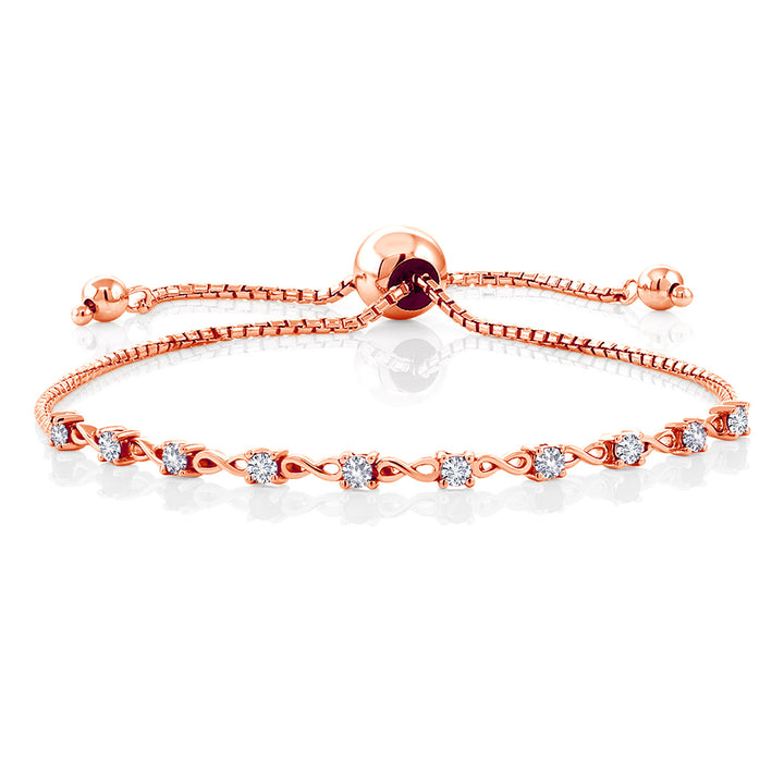 White Created Sapphire - September_Bracelet in 925 Rose Gold Plated Silver