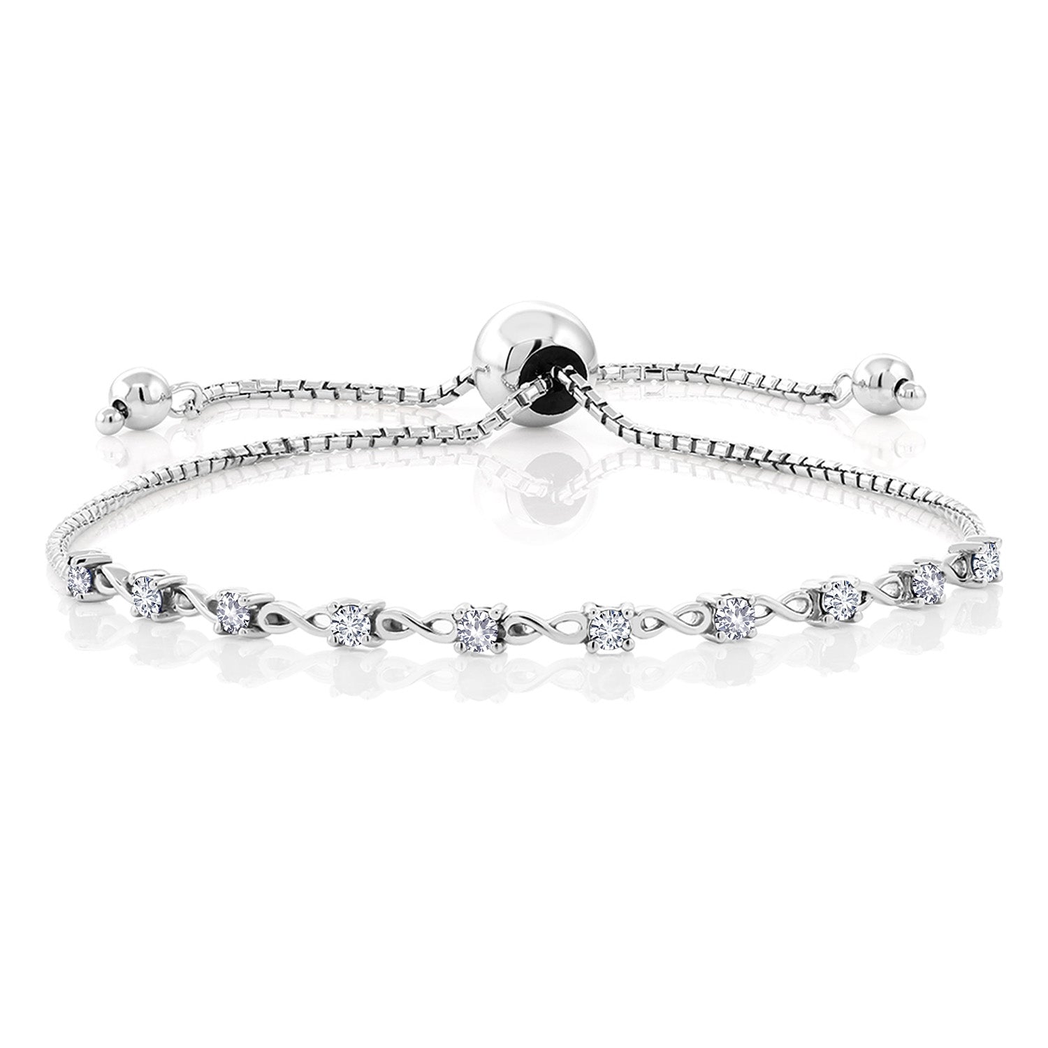 White Created Sapphire - September_Bracelet in 925 Sterling Silver