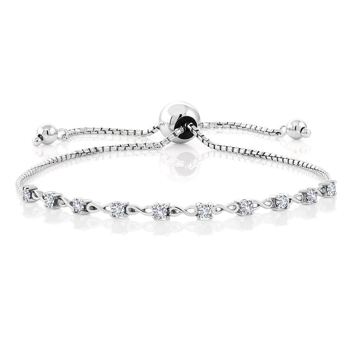 White Created Sapphire - September_Bracelet in 925 Sterling Silver