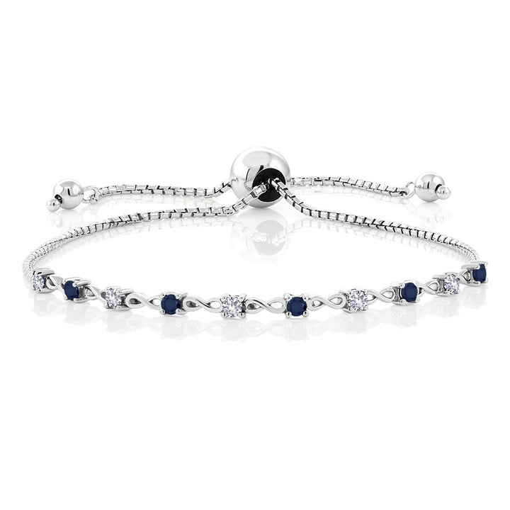 White Created Sapphire - September_Bracelet in 925 Sterling Silver