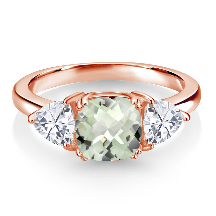 Prasiolite_5_Ring in 925 Rose Gold Plated Silver