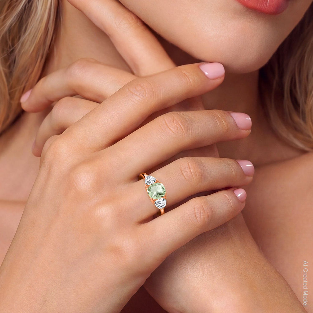 Prasiolite_5_Ring in 925 Rose Gold Plated Silver
