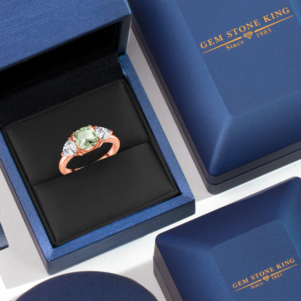 Prasiolite_5_Ring in 925 Rose Gold Plated Silver