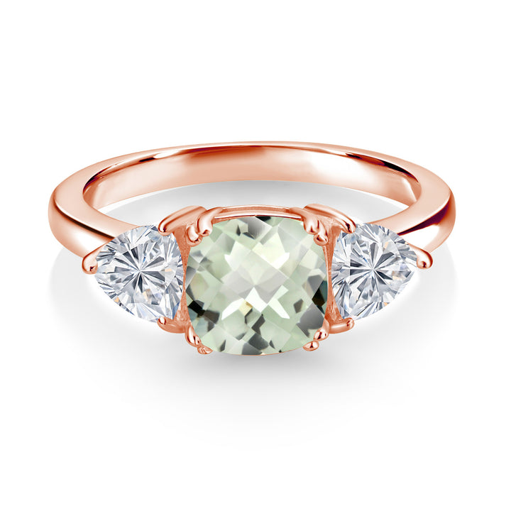 Prasiolite_5_Ring in 925 Rose Gold Plated Silver