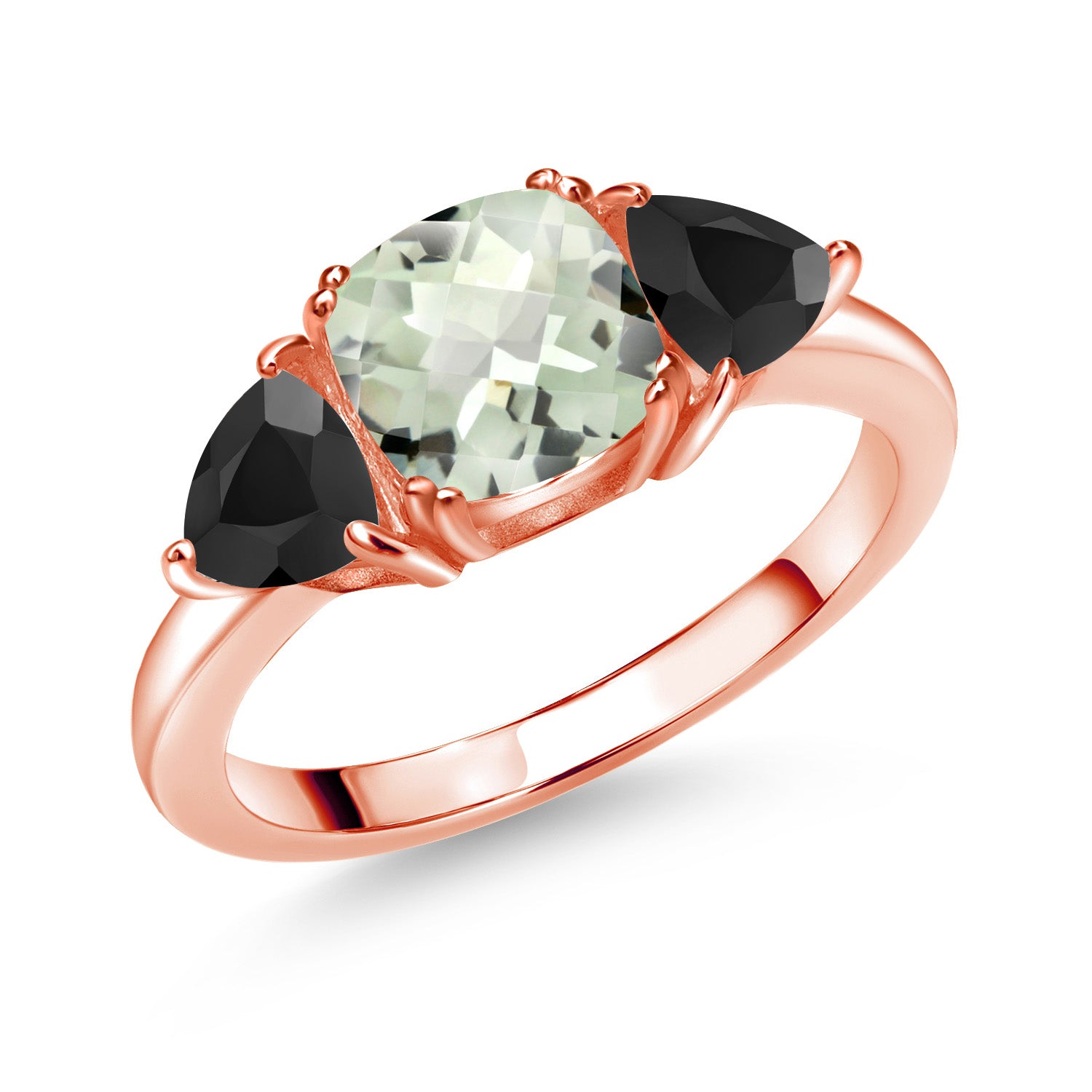 Prasiolite_5_Ring in 925 Rose Gold Plated Silver