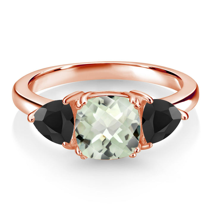 Prasiolite_5_Ring in 925 Rose Gold Plated Silver