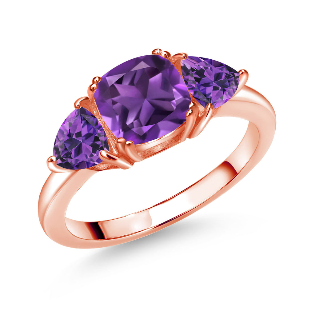 Amethyst - February_5_Ring in 925 Rose Gold Plated Silver
