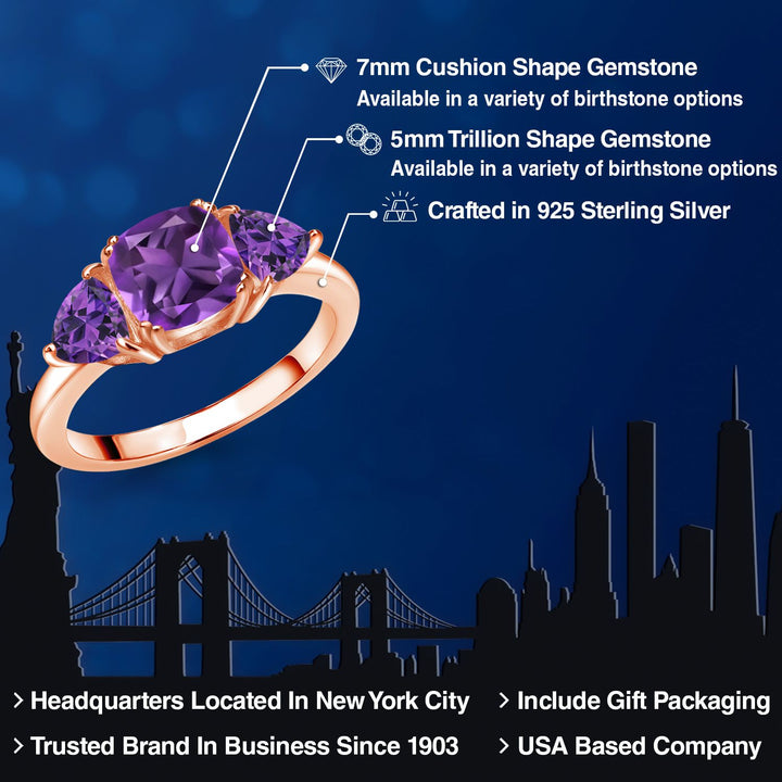 Amethyst - February_5_Ring in 925 Rose Gold Plated Silver