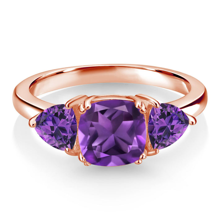 Amethyst - February_5_Ring in 925 Rose Gold Plated Silver