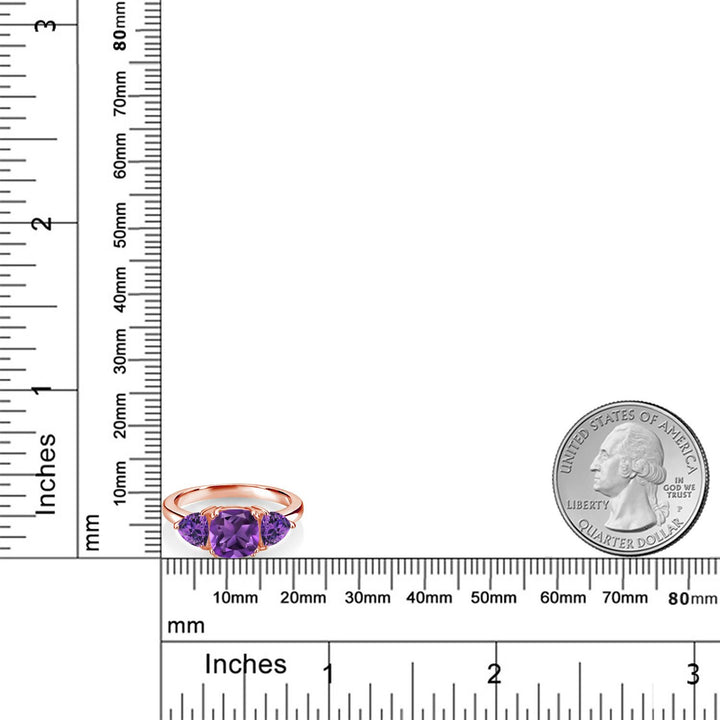 Amethyst - February_5_Ring in 925 Rose Gold Plated Silver