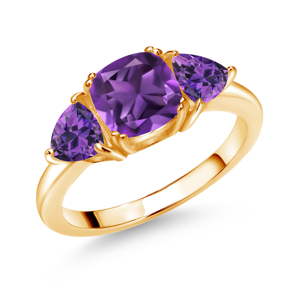 Amethyst - February_9_Ring in 925 Yellow Gold Plated Silver