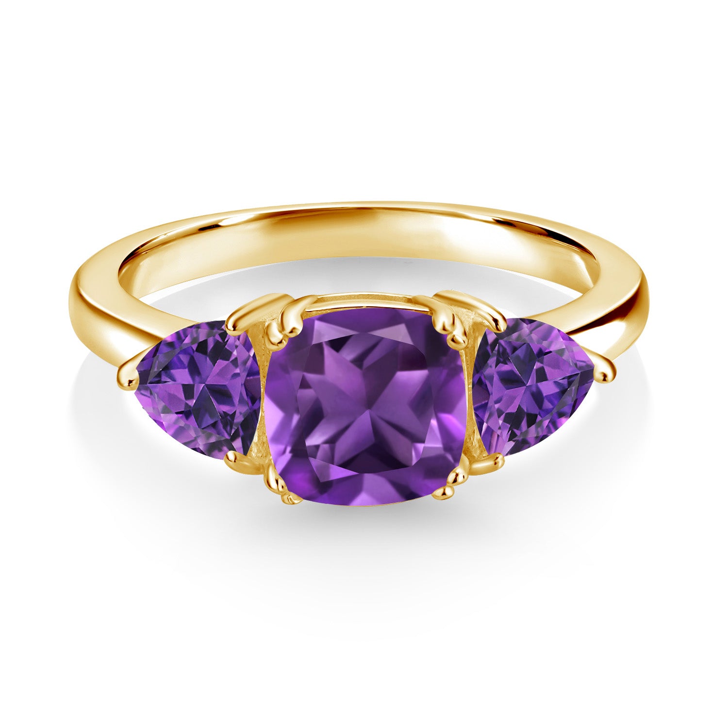 Amethyst - February_5_Ring in 925 Yellow Gold Plated Silver