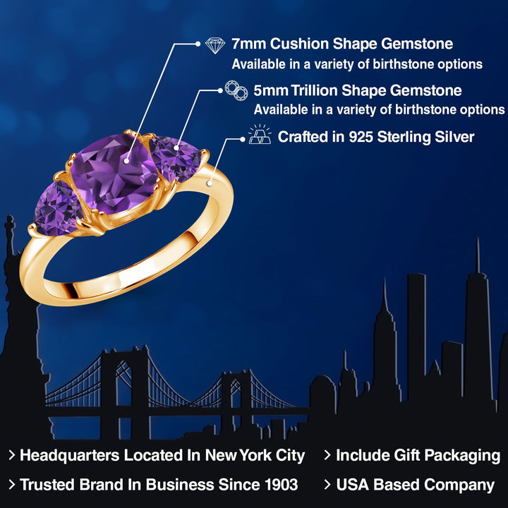 Amethyst - February_5_Ring in 925 Yellow Gold Plated Silver