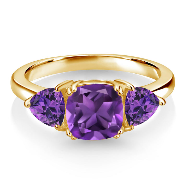 Amethyst - February_5_Ring in 925 Yellow Gold Plated Silver
