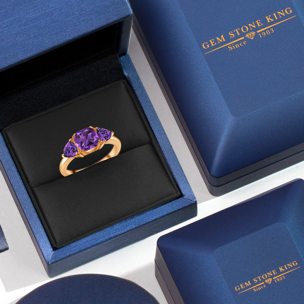 Amethyst - February_5_Ring in 925 Yellow Gold Plated Silver