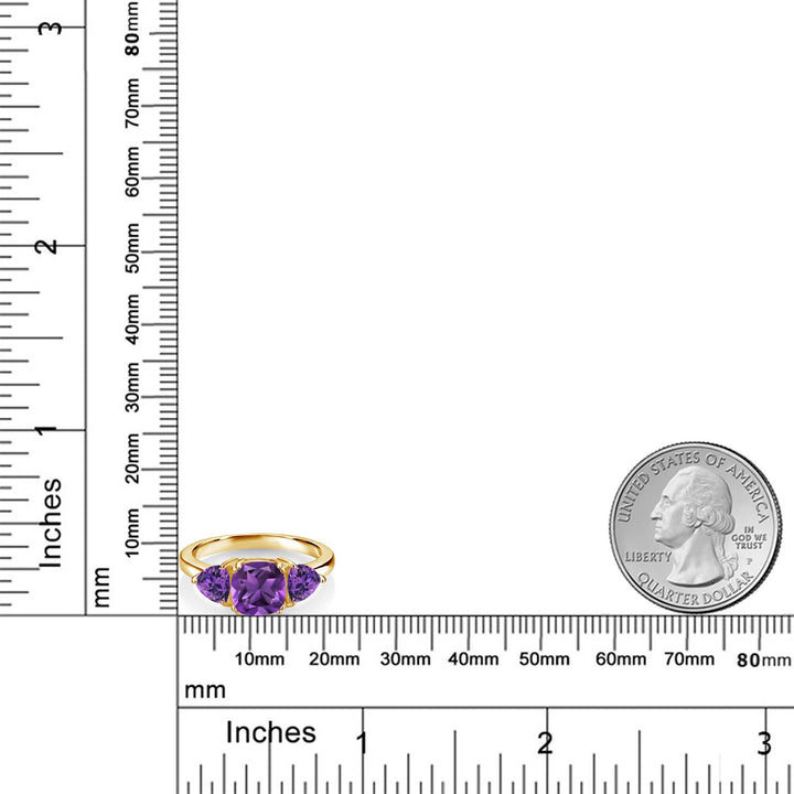 Amethyst - February_5_Ring in 925 Yellow Gold Plated Silver