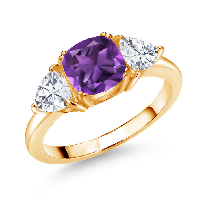 Amethyst - February_5_Ring in 925 Yellow Gold Plated Silver