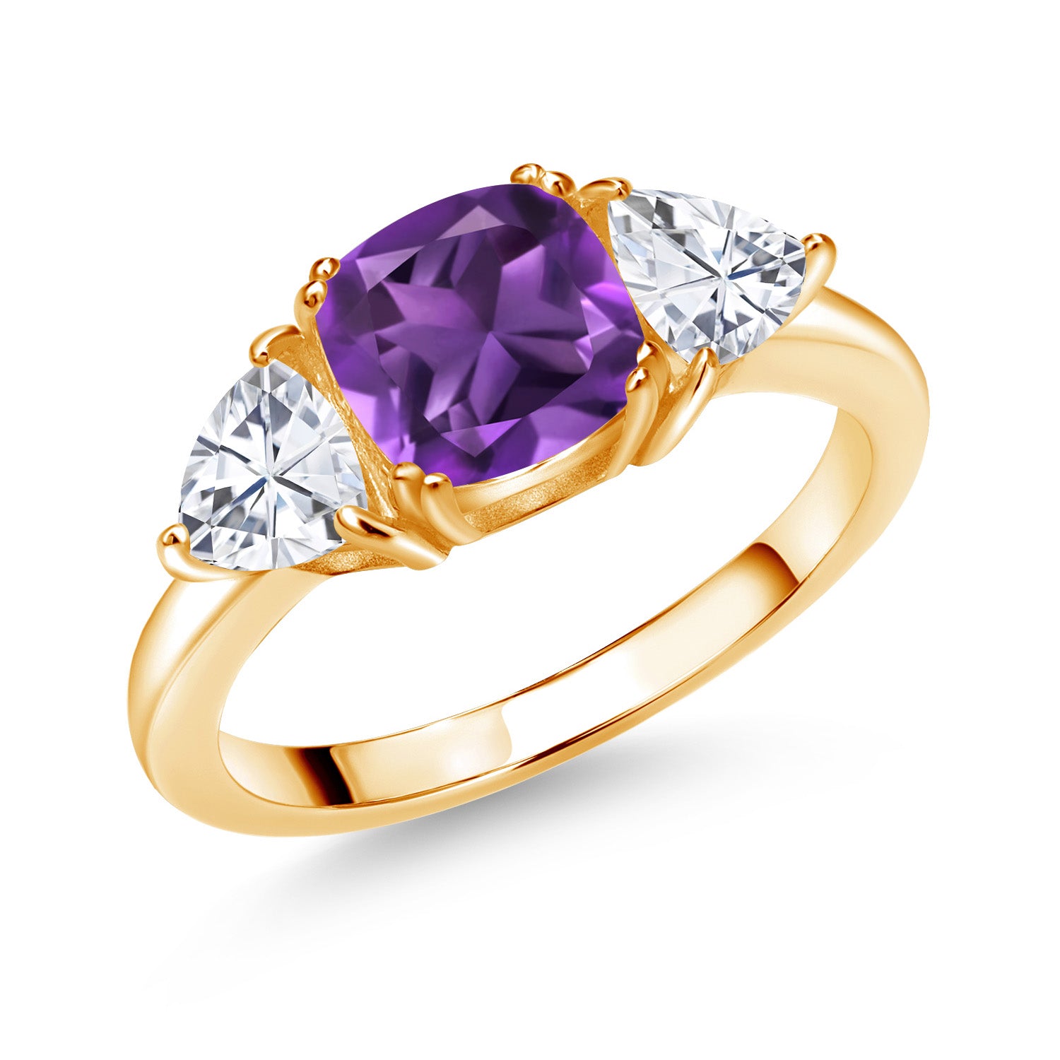 Amethyst - February_6_Ring in 925 Yellow Gold Plated Silver