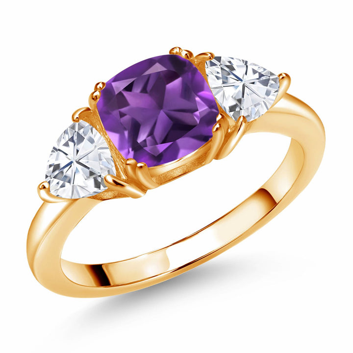 Amethyst - February_5_Ring in 925 Yellow Gold Plated Silver