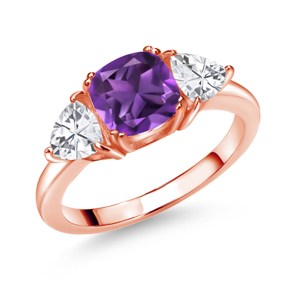 Amethyst - February_5_Ring in 925 Rose Gold Plated Silver
