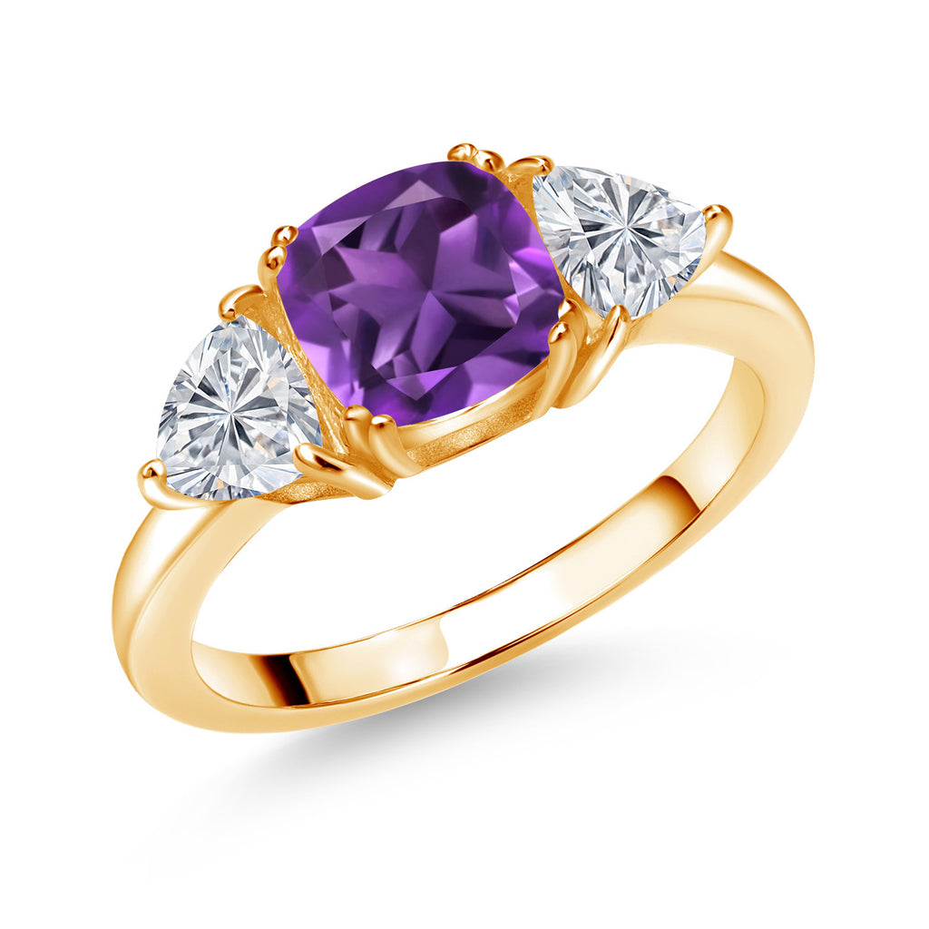 Amethyst - February_5_Ring in 925 Yellow Gold Plated Silver