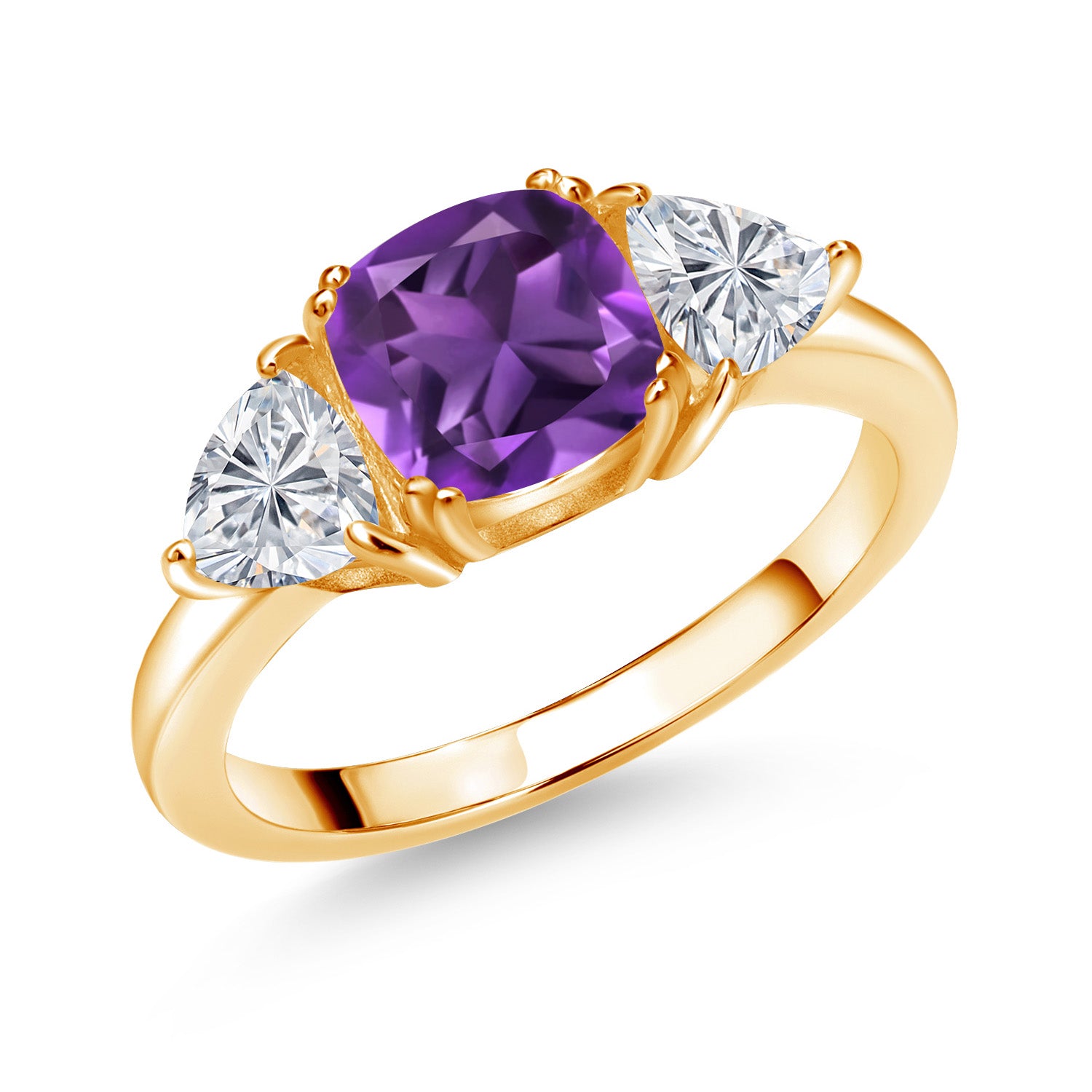 Amethyst - February_9_Ring in 925 Yellow Gold Plated Silver