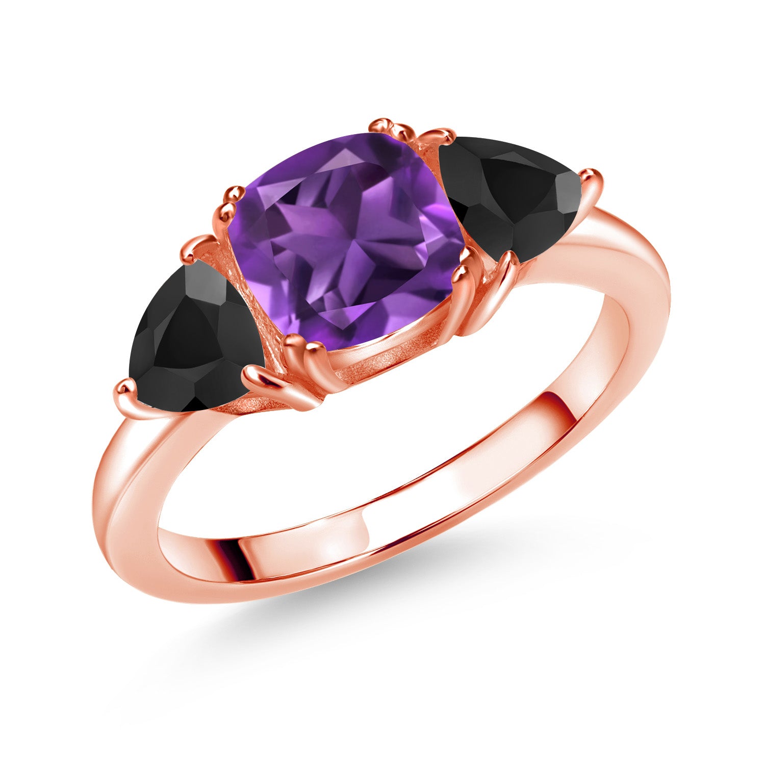 Amethyst - February_6_Ring in 925 Rose Gold Plated Silver