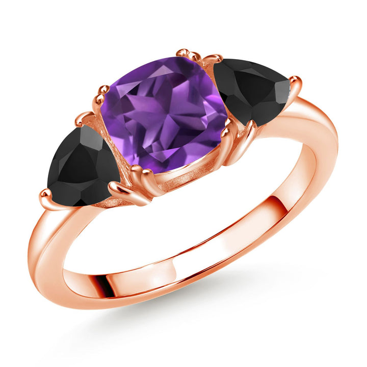 Amethyst - February_6_Ring in 925 Rose Gold Plated Silver