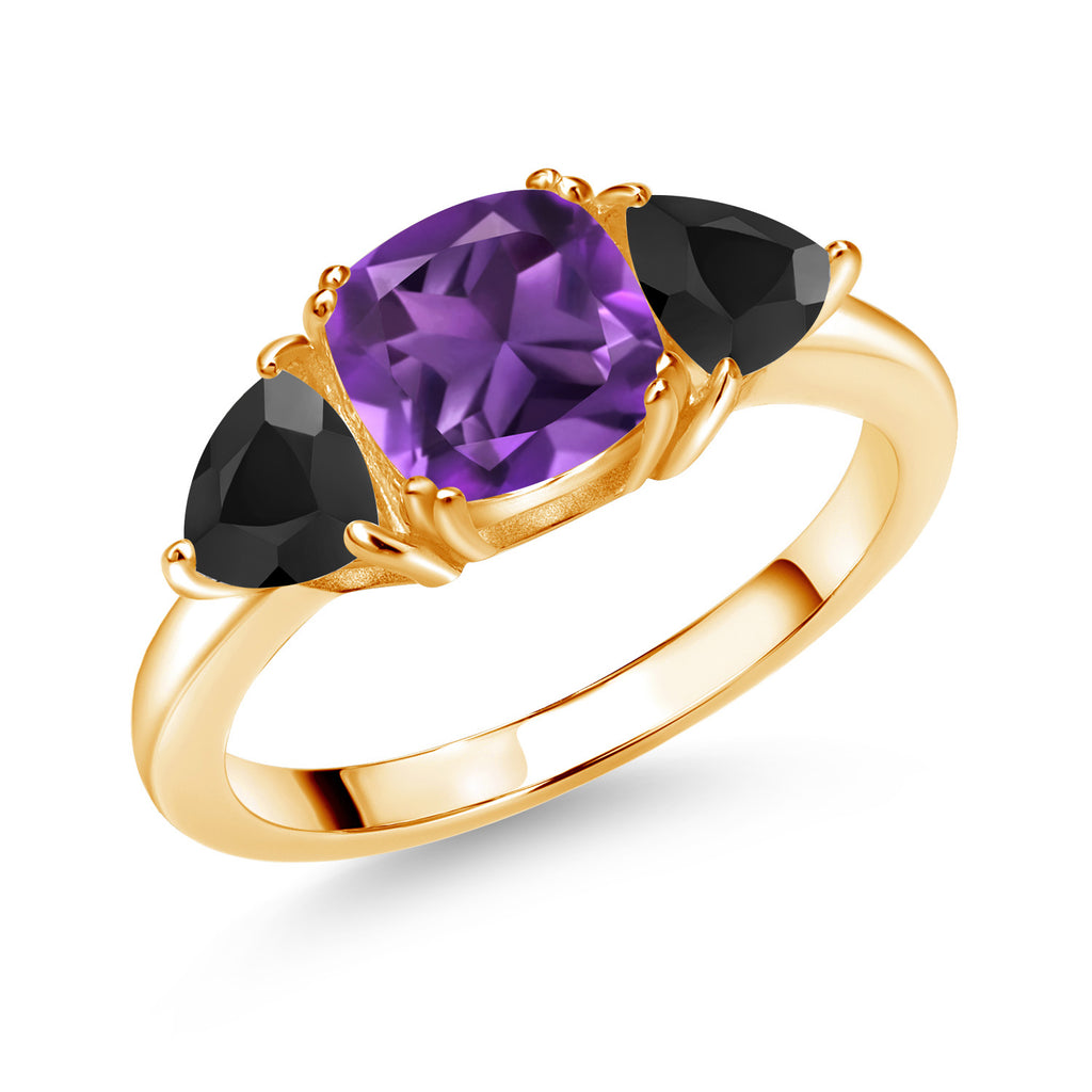 Amethyst - February_6_Ring in 925 Yellow Gold Plated Silver
