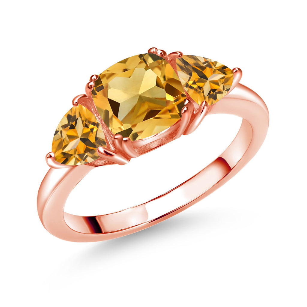 Citrine - November_5_Ring in 925 Rose Gold Plated Silver
