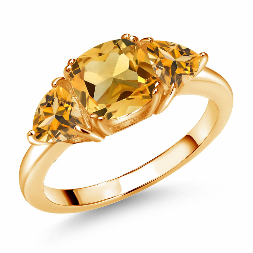 Citrine - November_7_Ring in 925 Yellow Gold Plated Silver