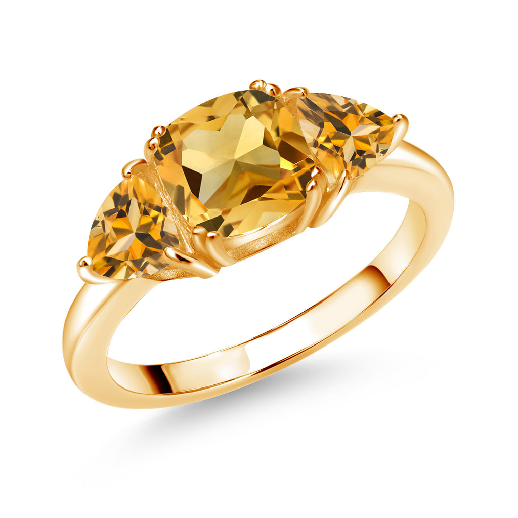Citrine - November_6_Ring in 925 Yellow Gold Plated Silver