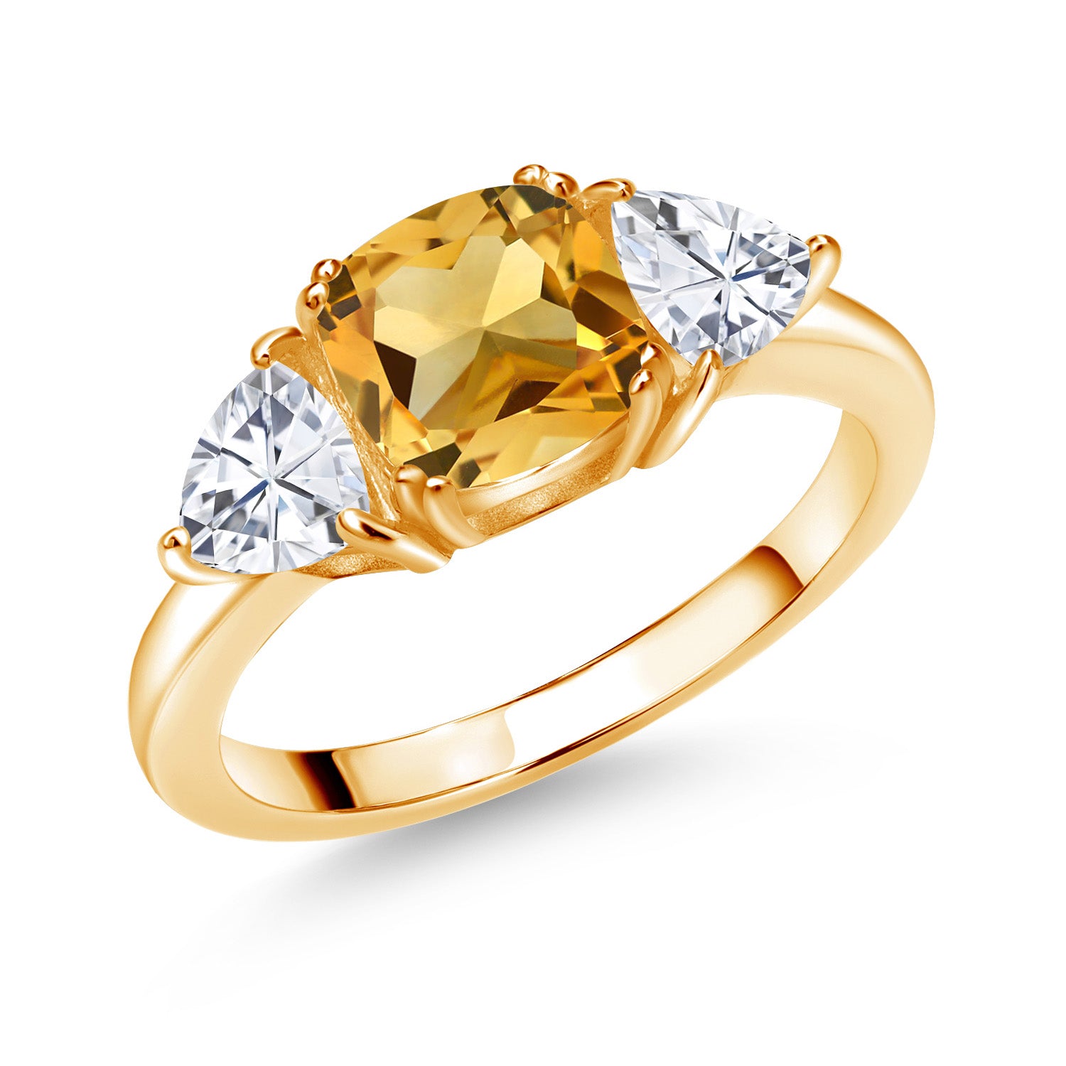 Citrine - November_8_Ring in 925 Yellow Gold Plated Silver