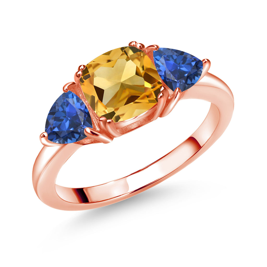 Citrine - November_5_Ring in 925 Rose Gold Plated Silver