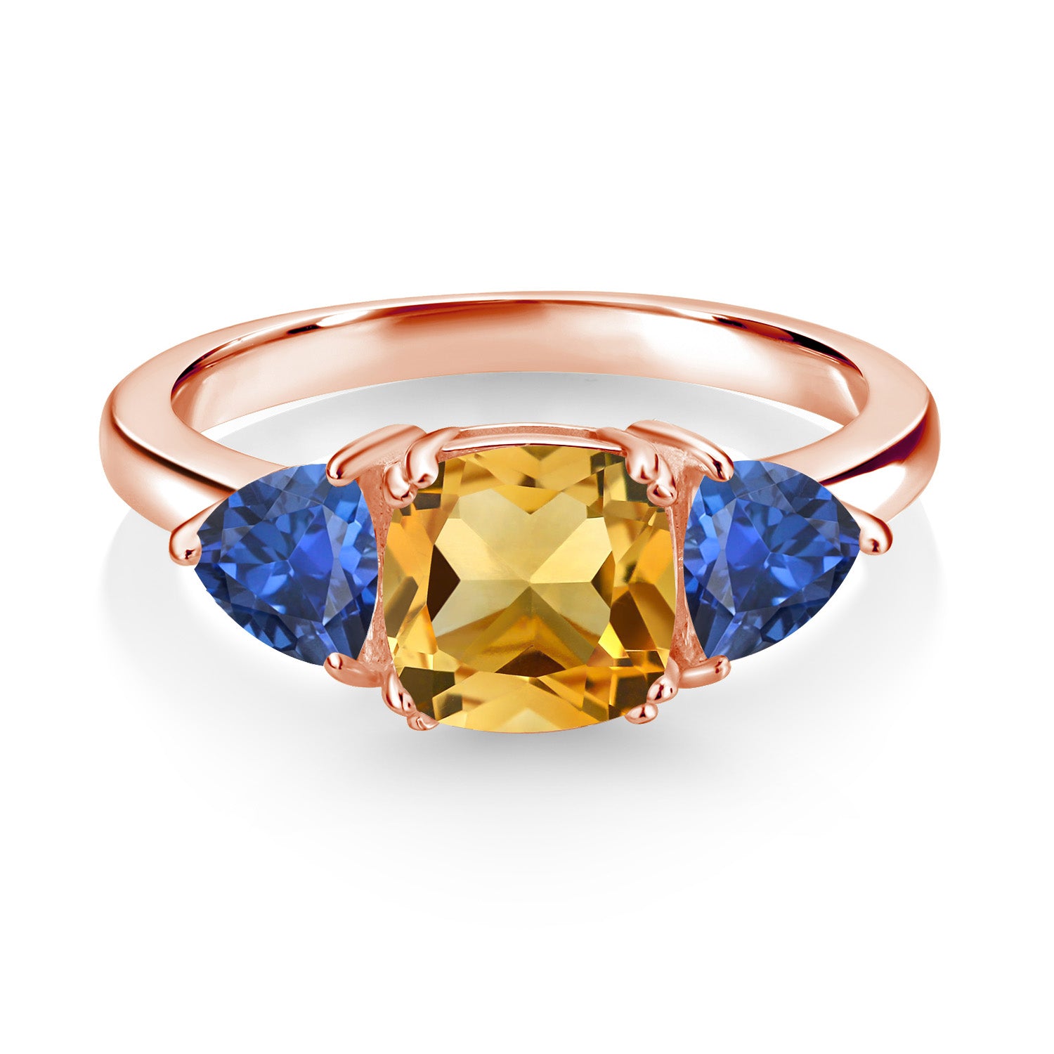 Citrine - November_5_Ring in 925 Rose Gold Plated Silver