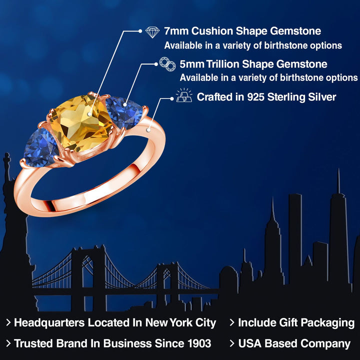 Citrine - November_5_Ring in 925 Rose Gold Plated Silver