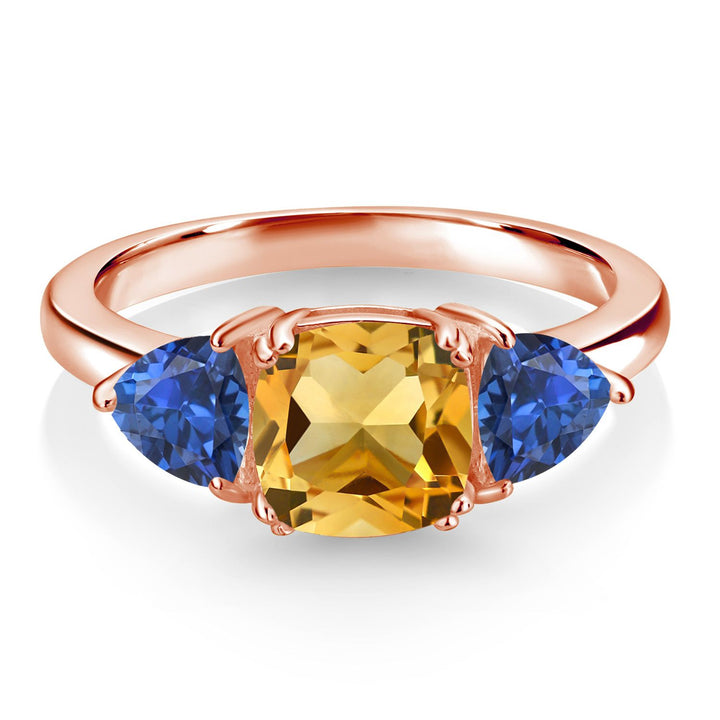 Citrine - November_5_Ring in 925 Rose Gold Plated Silver