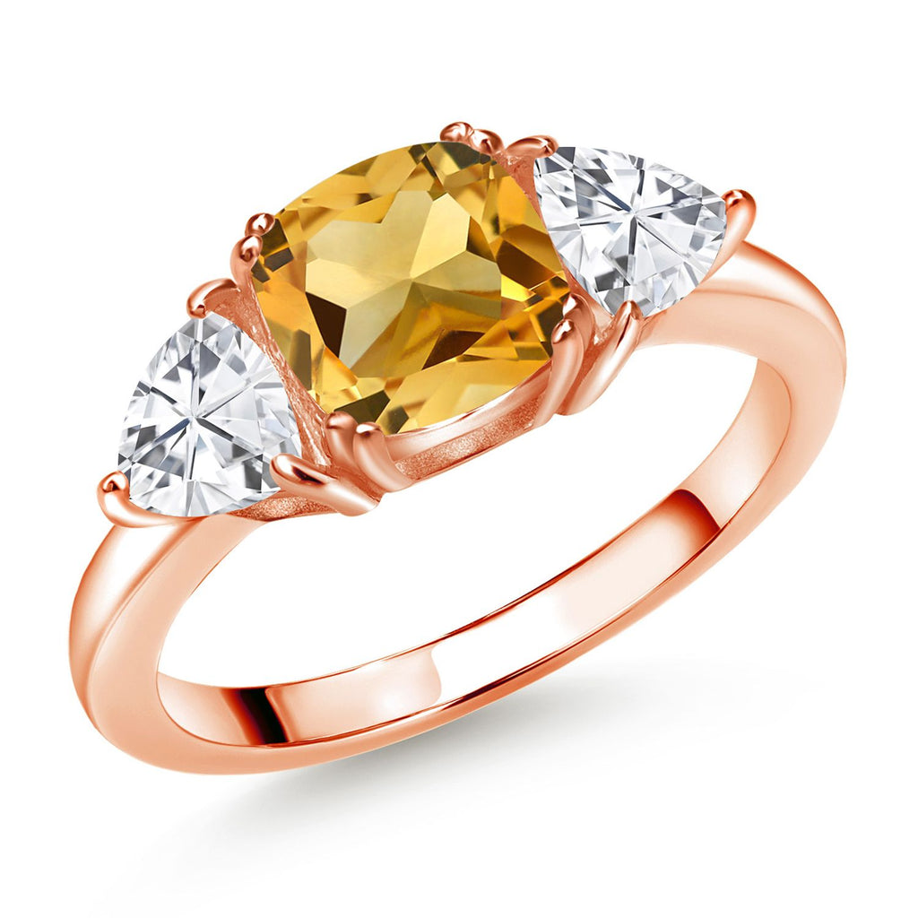 Citrine - November_9_Ring in 925 Rose Gold Plated Silver