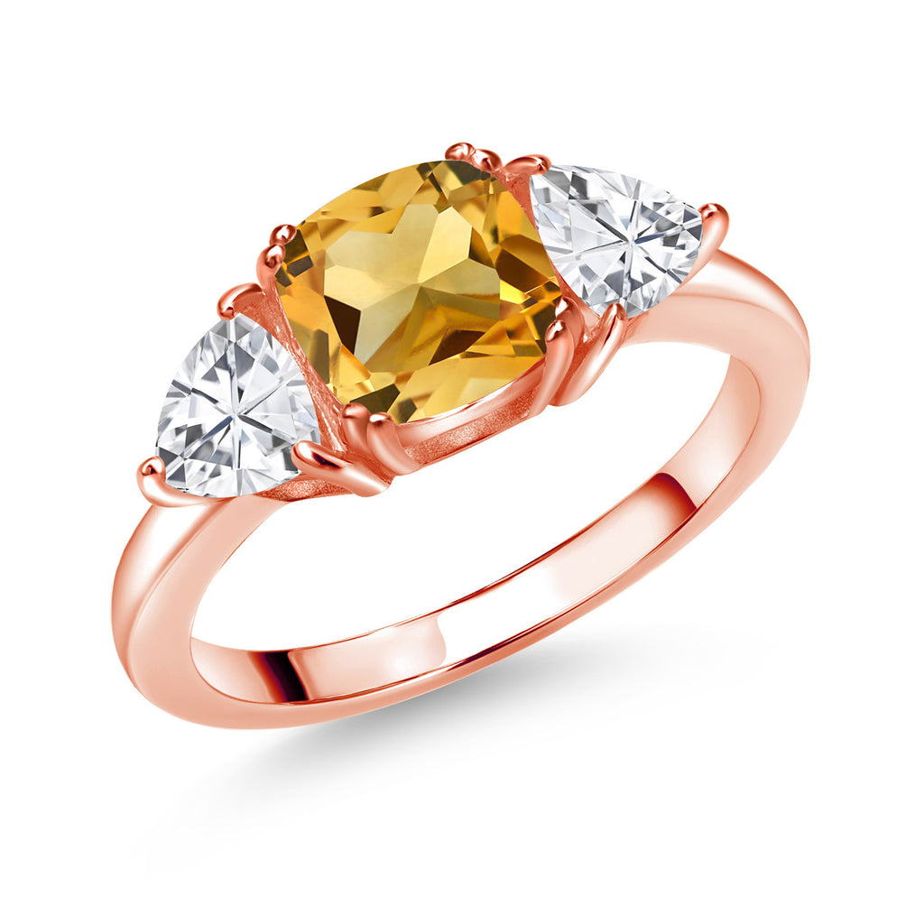 Citrine - November_8_Ring in 925 Rose Gold Plated Silver