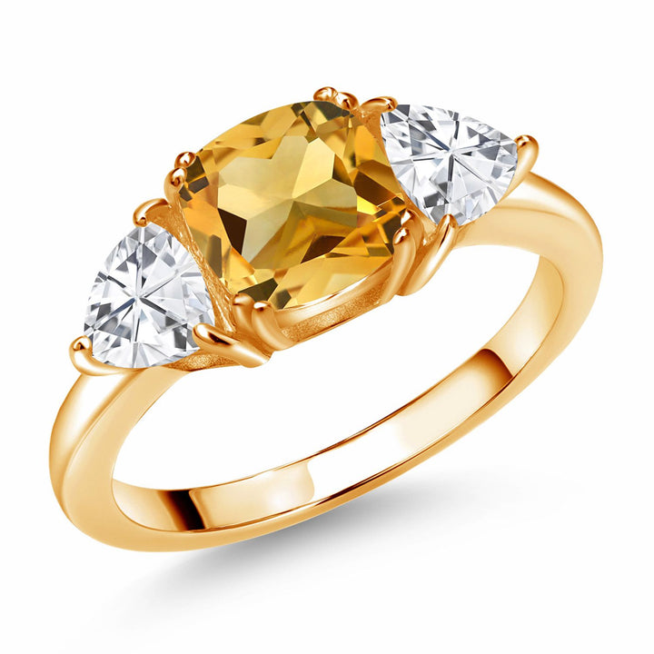 Citrine - November_5_Ring in 925 Yellow Gold Plated Silver