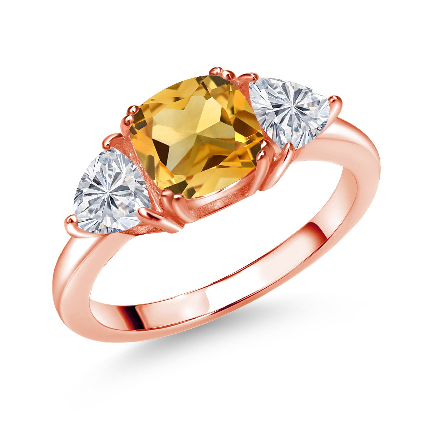 Citrine - November_8_Ring in 925 Rose Gold Plated Silver