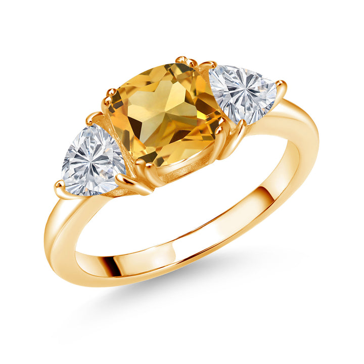 Citrine - November_5_Ring in 925 Yellow Gold Plated Silver