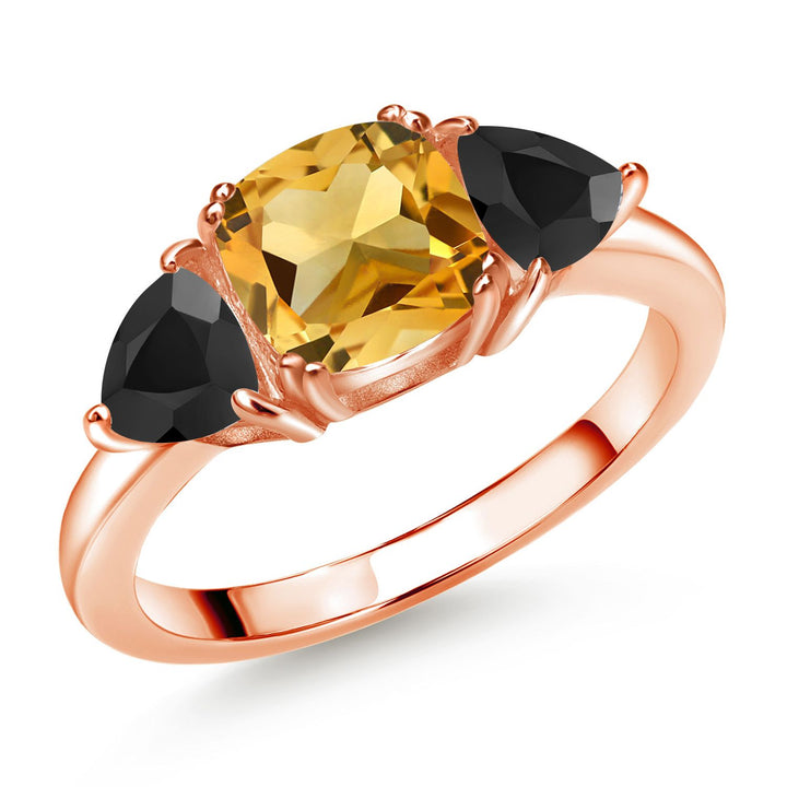 Citrine - November_6_Ring in 925 Rose Gold Plated Silver