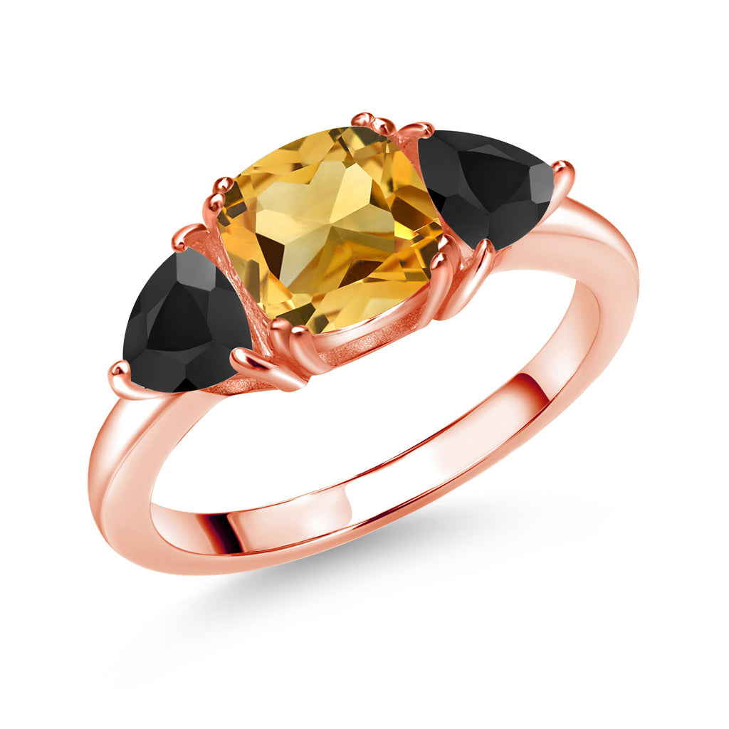 Citrine - November_8_Ring in 925 Rose Gold Plated Silver