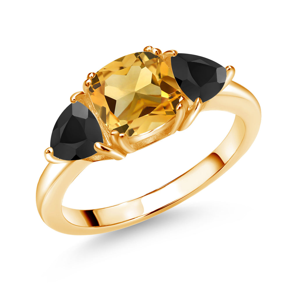 Citrine - November_5_Ring in 925 Yellow Gold Plated Silver