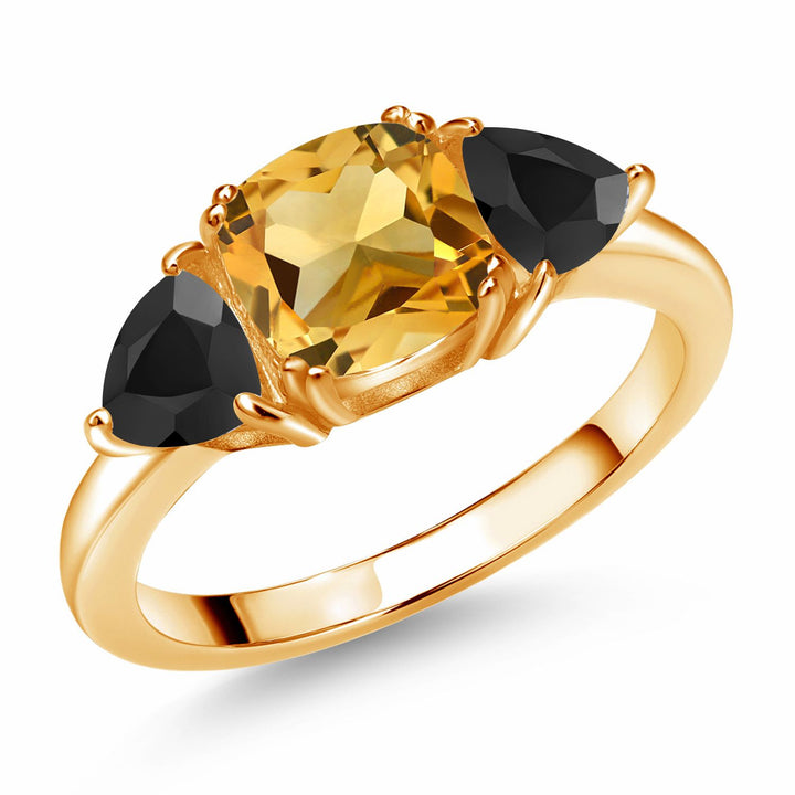 Citrine - November_5_Ring in 925 Yellow Gold Plated Silver