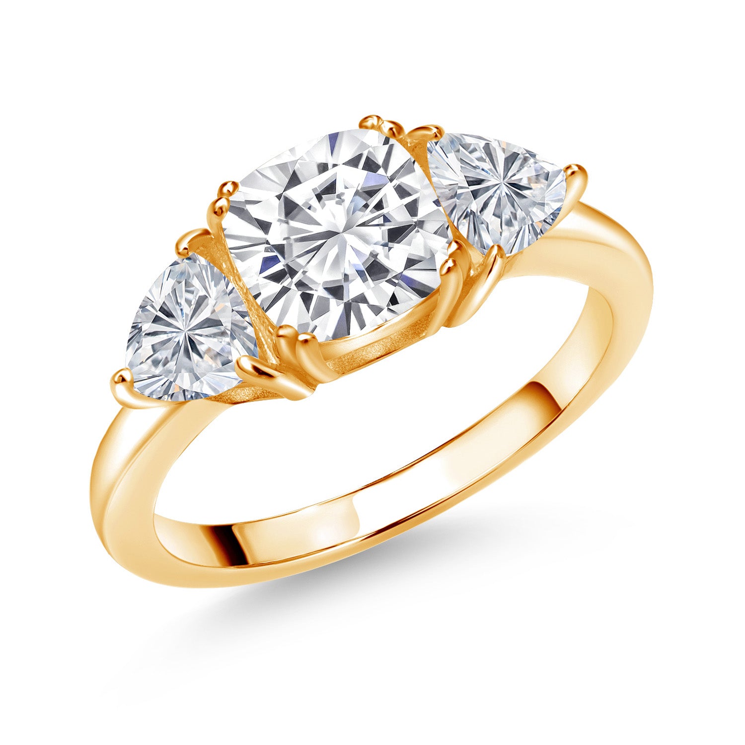 White Lab Grown Diamond - April_9_Ring in 925 Yellow Gold Plated Silver